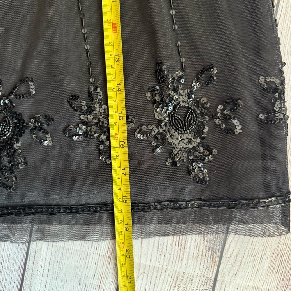 ANN TAYLOR Vintage Black Sequined Skirt 8 - Picture 4 of 5
